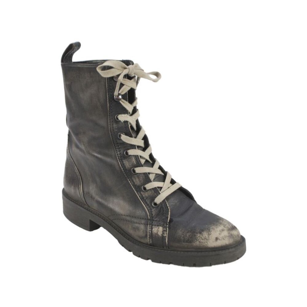 Zara Basic Womens Leather Lace-Up Tied Ankle Boots Brown Size EUR 39